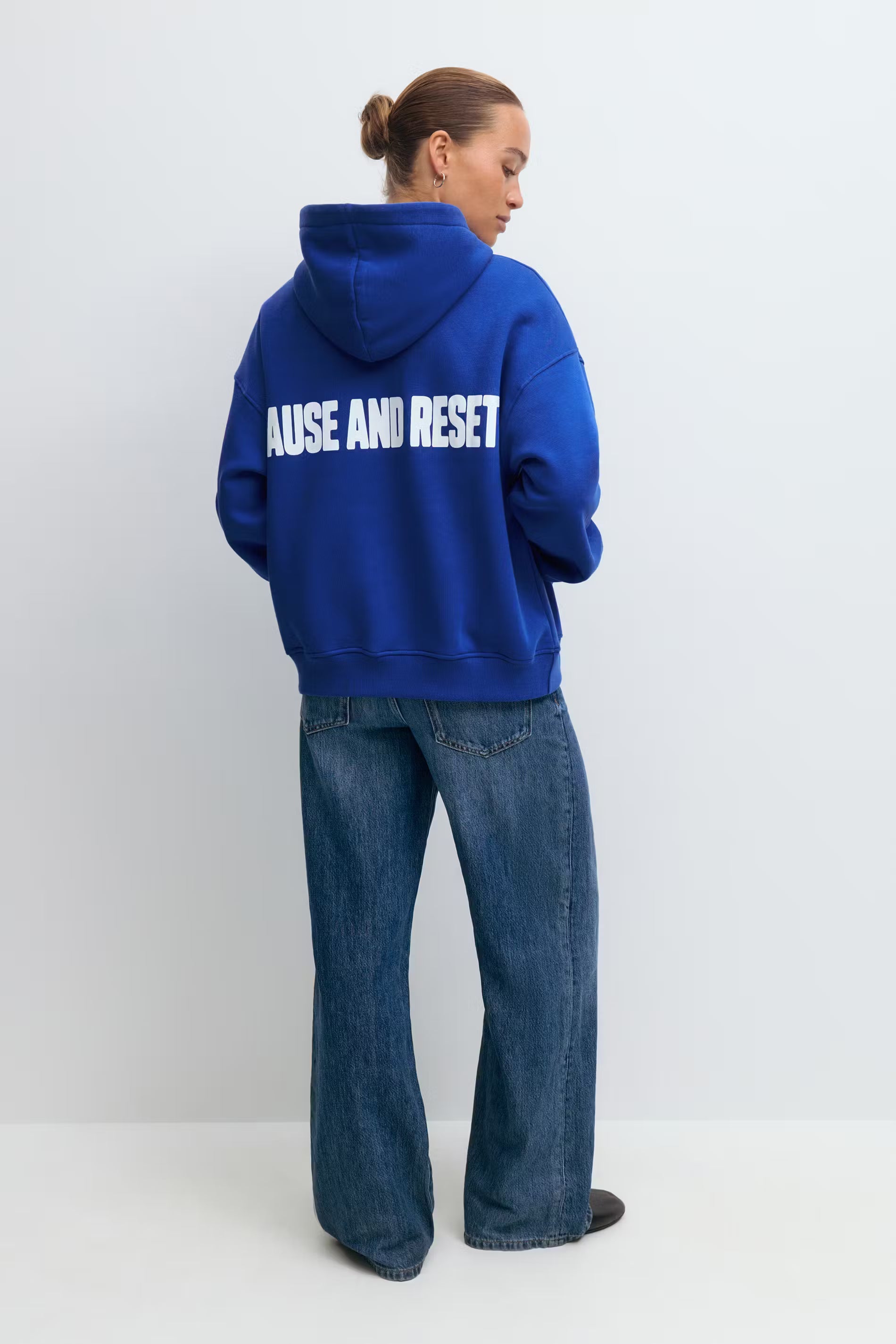 „Pause And Reset" Hoodie Blau