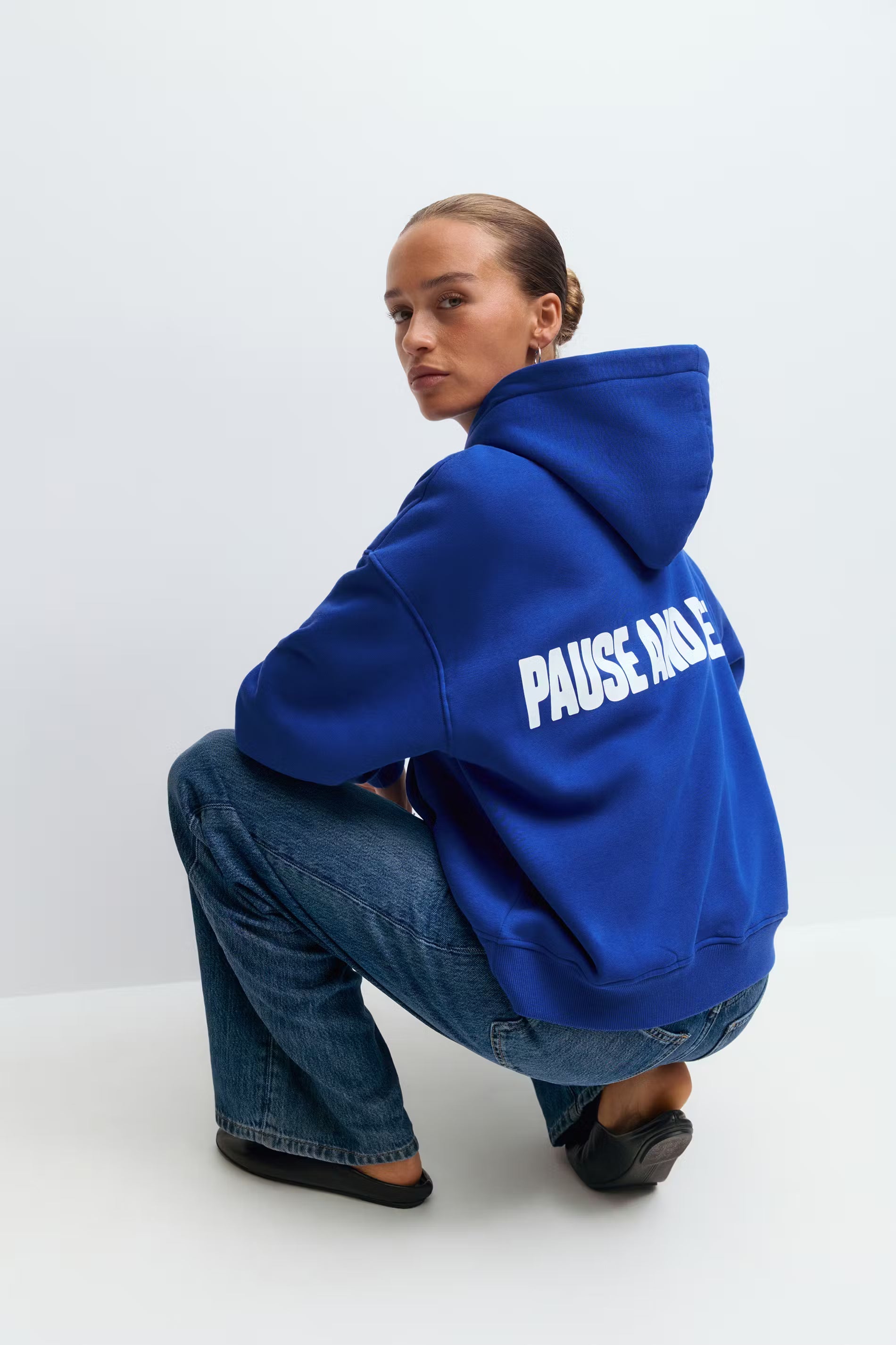 „Pause And Reset" Hoodie Blau