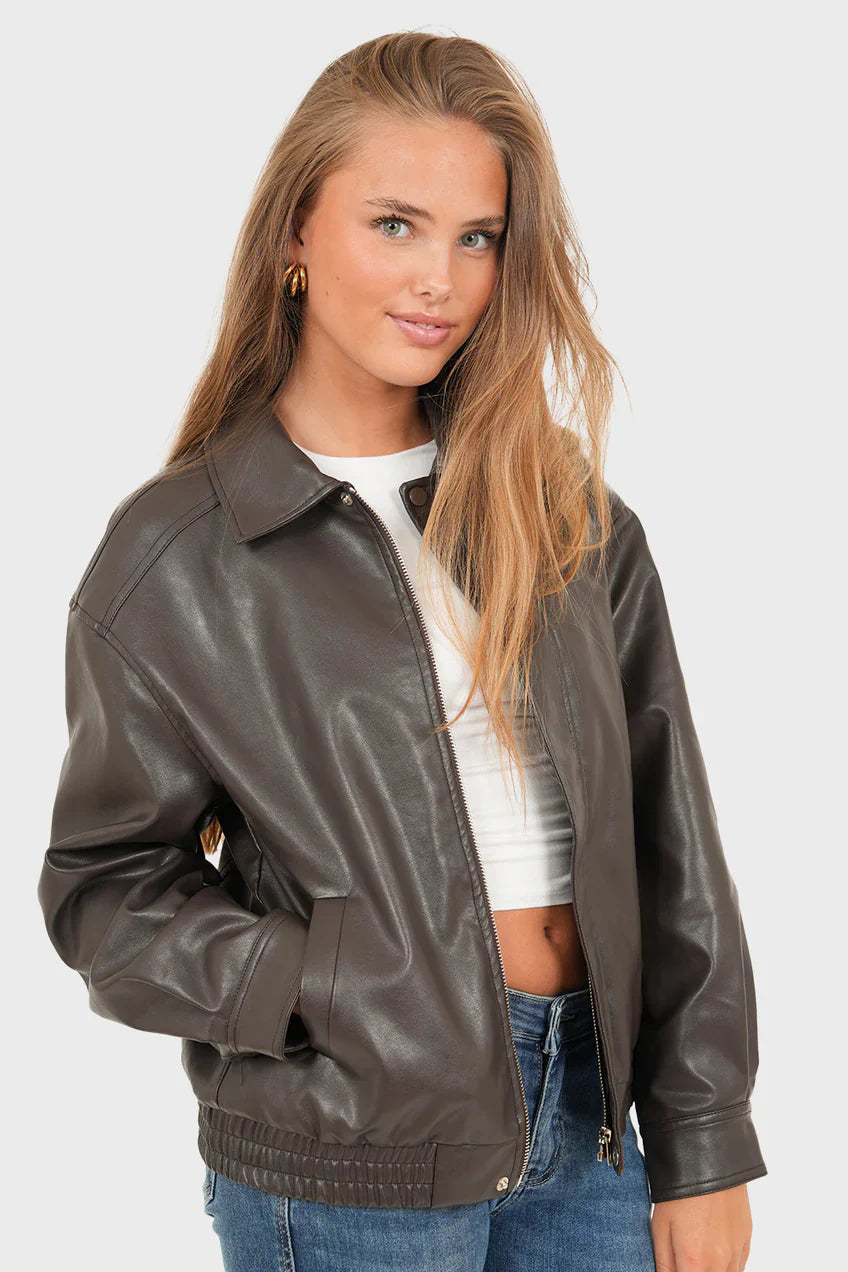 „Hasel" Lederjacke Braun