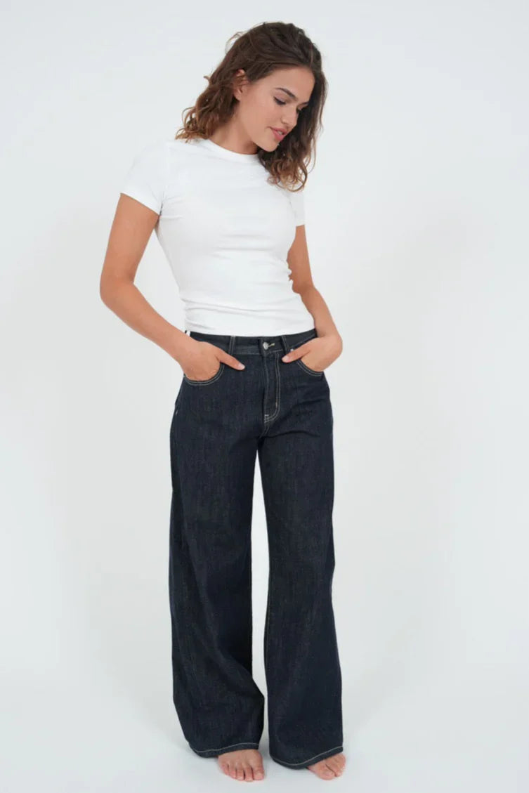 „Wideleg" Jeans Dunkelblau