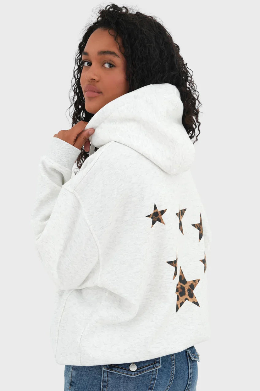 „Sterne" Leopard Hoodie Grau
