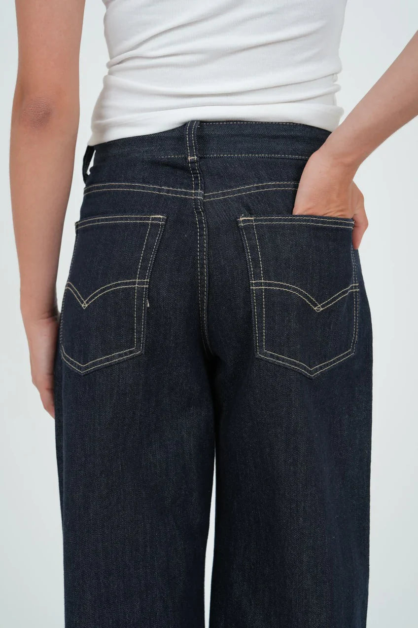 „Wideleg" Jeans Dunkelblau