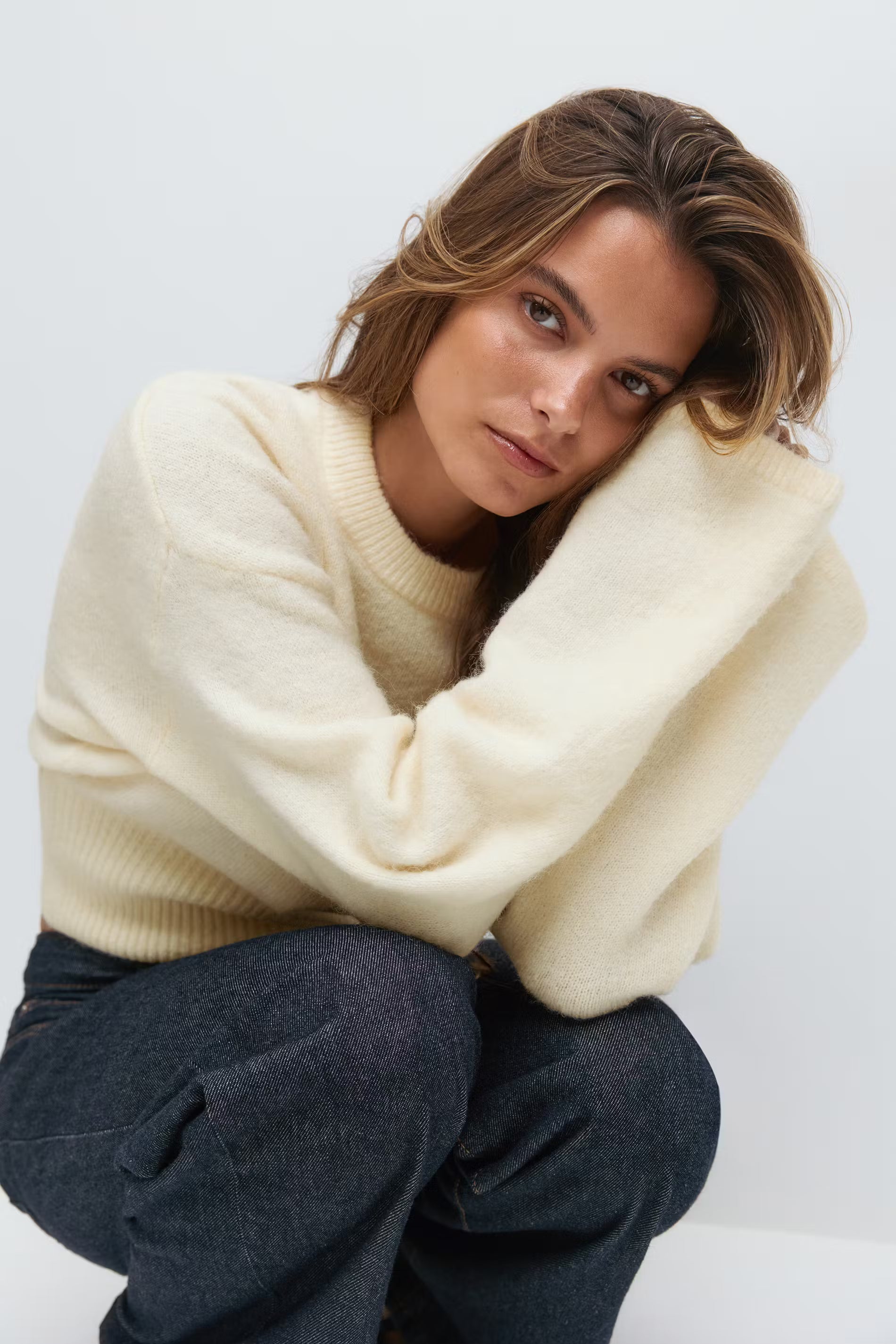 „Knitted" Sweater Gelb