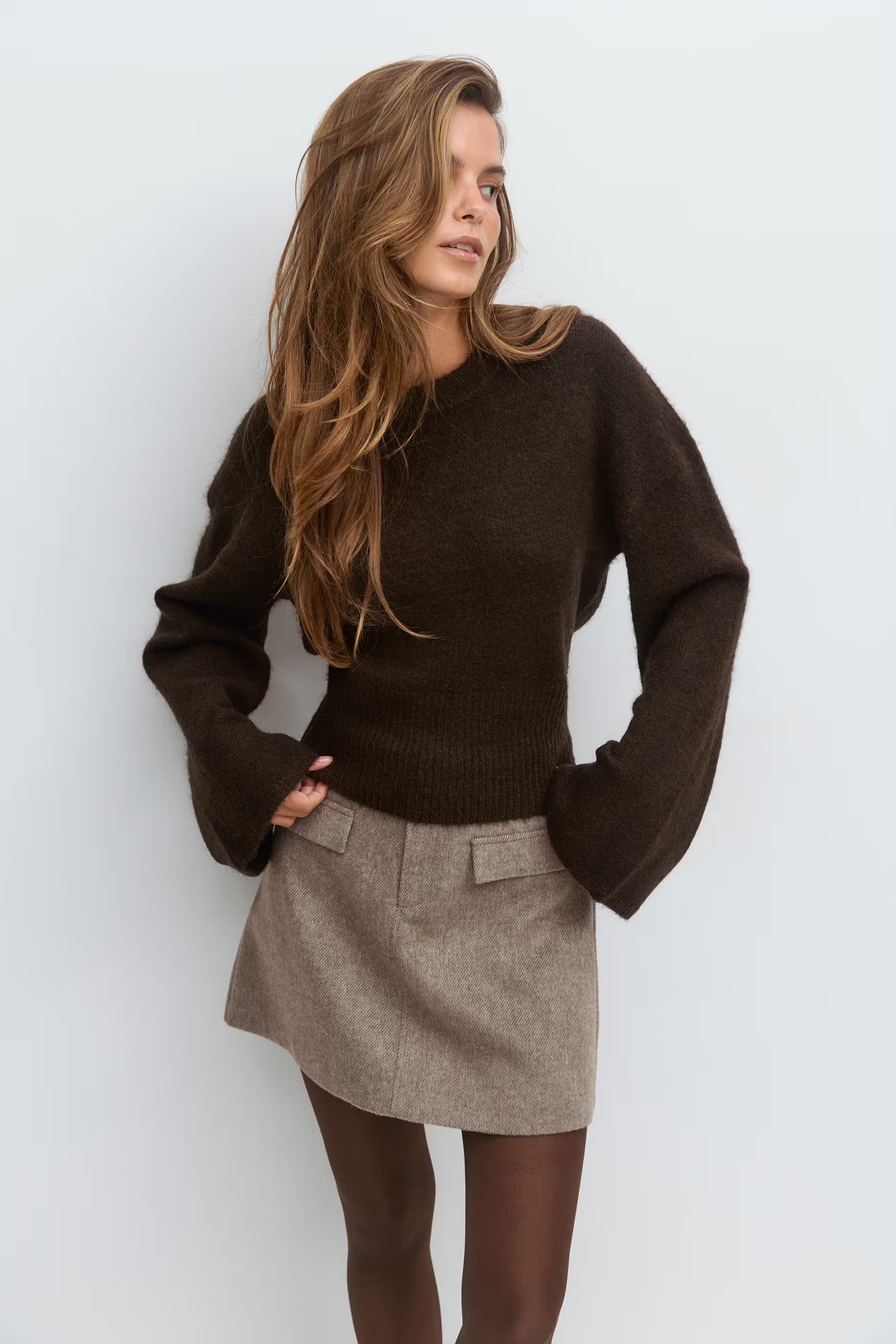 „Knitted" Sweater Braun