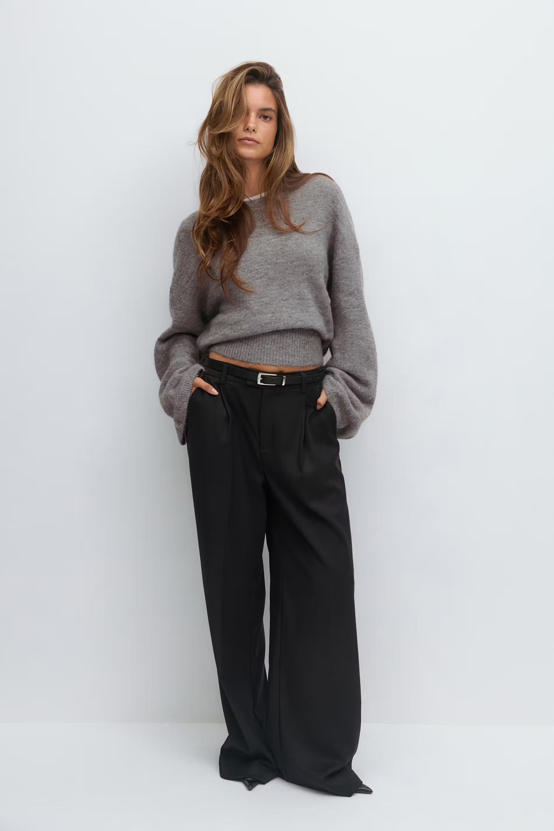 „Knitted" Sweater Grau