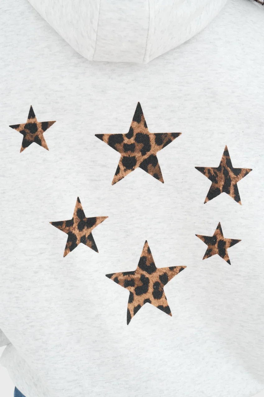 „Sterne" Leopard Hoodie Grau